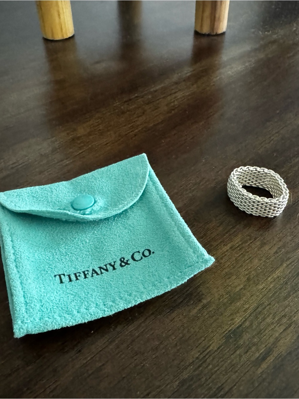 Tiffany & Co. Somerset Mesh Ring with Tiffany Blue Pouch Size 9